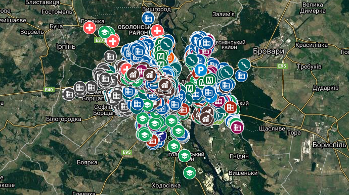Киевская городская администрация опубликовала карту бомбоубежищ